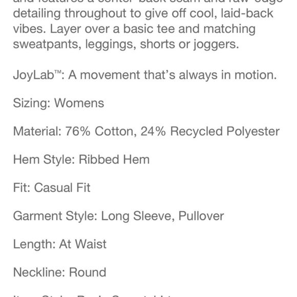 Joylab olive green velour sweatshirt nwt - Picture 6 of 6